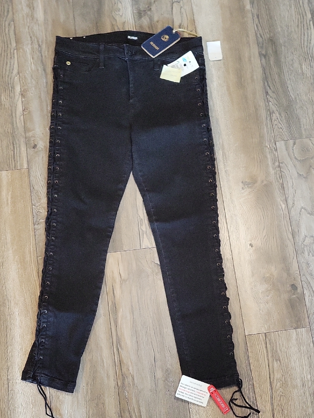Hudson Jeans Black Skinny Lace-Up Side Seam Jeans